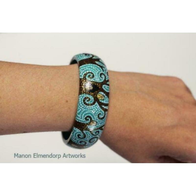 Unieke Handbeschilderde Armband "Forest Of Owls"