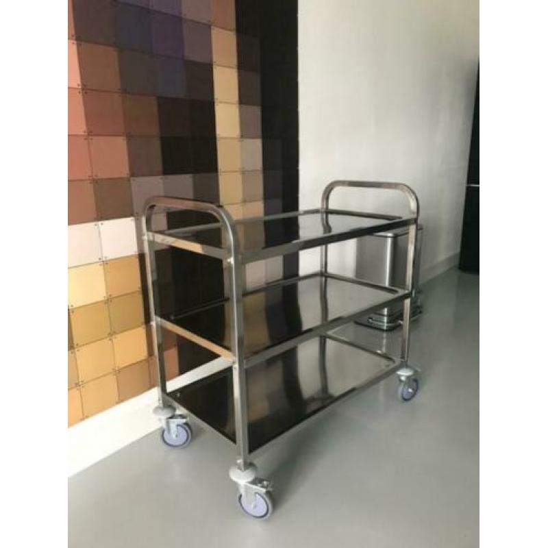 RVS trolley op wielen