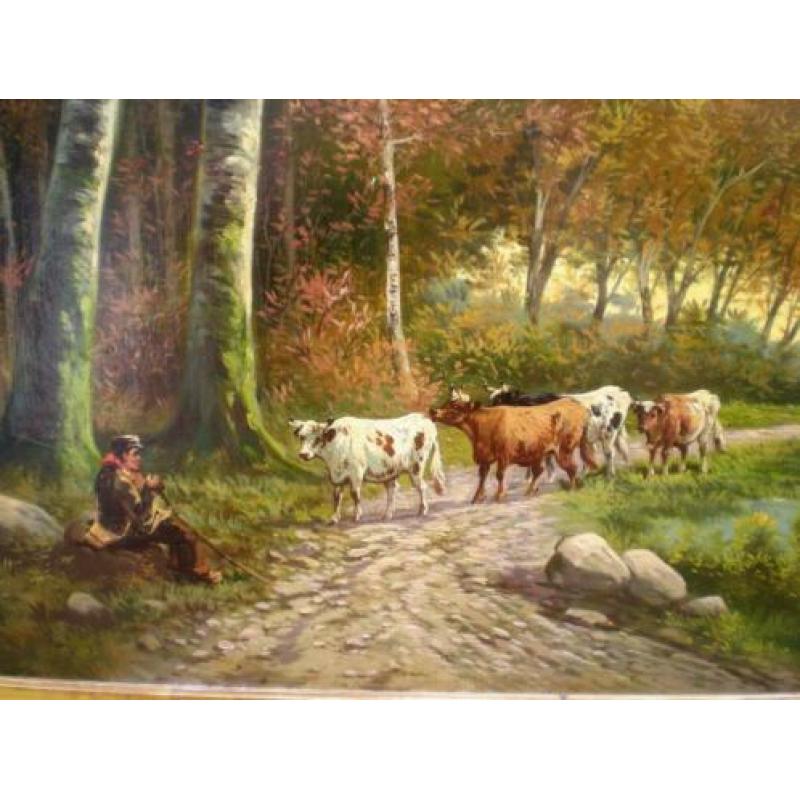 Paul Henry Schouten 1860-1922 Wandelende Koeien/Bospad/Boer