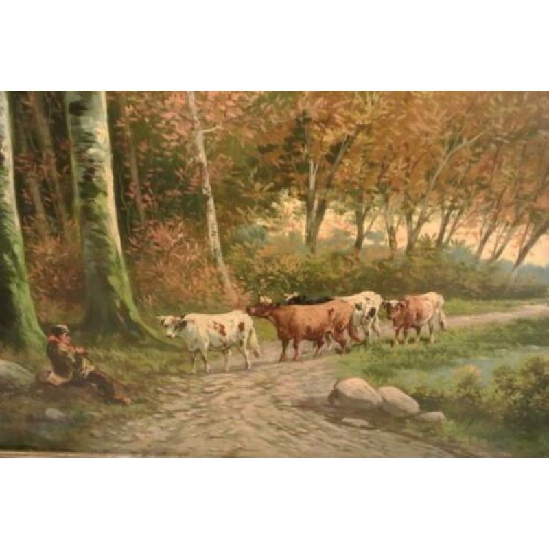 Paul Henry Schouten 1860-1922 Wandelende Koeien/Bospad/Boer