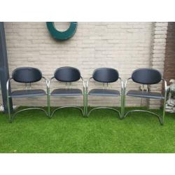 Vintage effezeta eetkamerstoelen Italiaans design buisframe