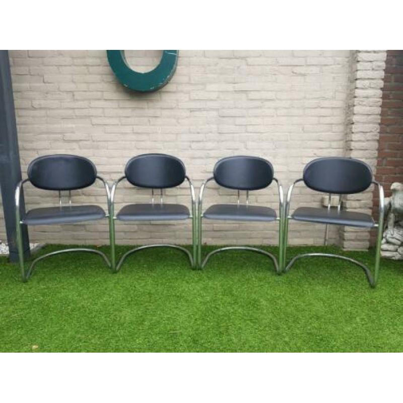 Vintage effezeta eetkamerstoelen Italiaans design buisframe
