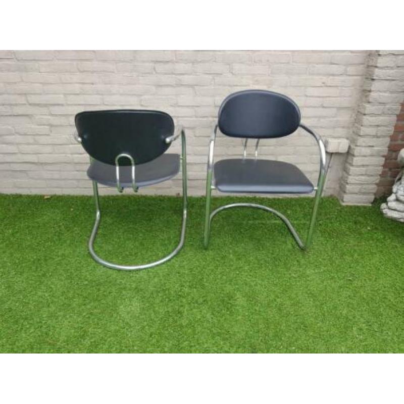 Vintage effezeta eetkamerstoelen Italiaans design buisframe