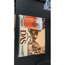 Emaille reclamebord mancave café DAS bier