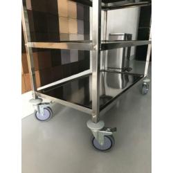 RVS trolley op wielen