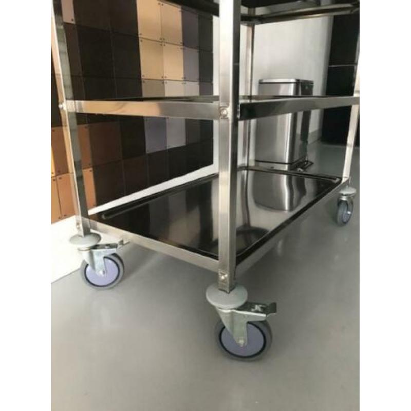 RVS trolley op wielen