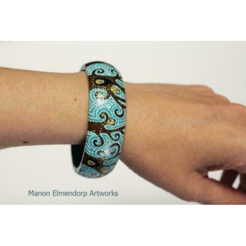Unieke Handbeschilderde Armband "Forest Of Owls"