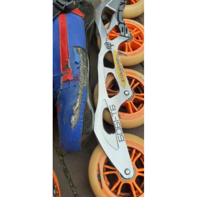 Mooie bont skeelers maat 40 blauw/rood