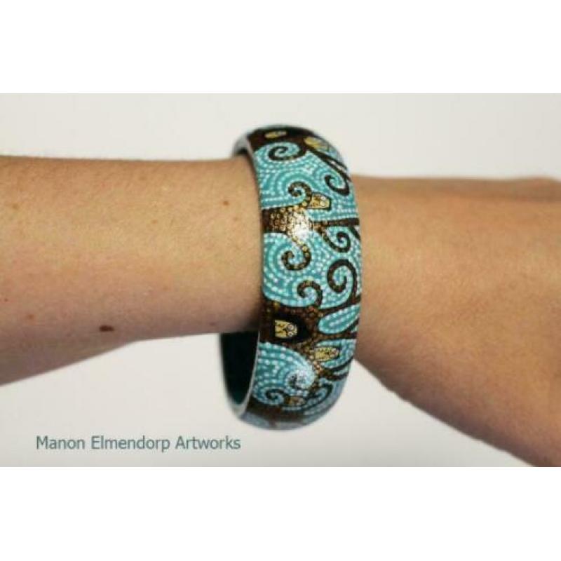 Unieke Handbeschilderde Armband "Forest Of Owls"