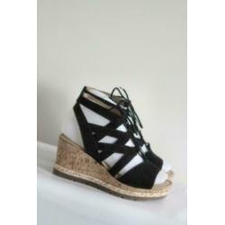 Nieuw! Gabor - Zwart suede sandalen met sleehak - Mt 36