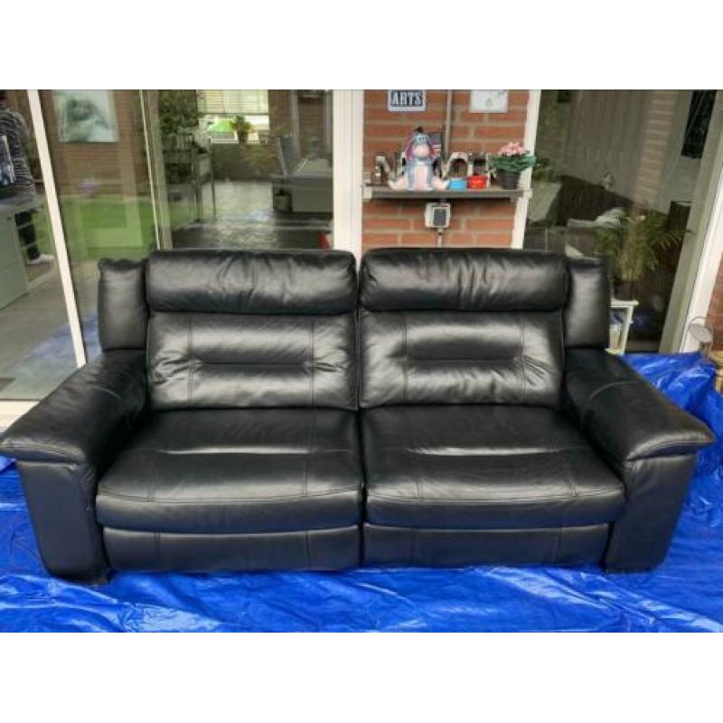 Te koop mooie zwart lederen bank stel