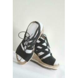 Nieuw! Gabor - Zwart suede sandalen met sleehak - Mt 36