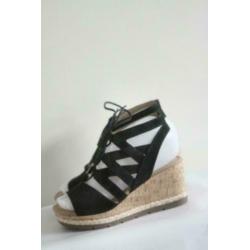 Nieuw! Gabor - Zwart suede sandalen met sleehak - Mt 36