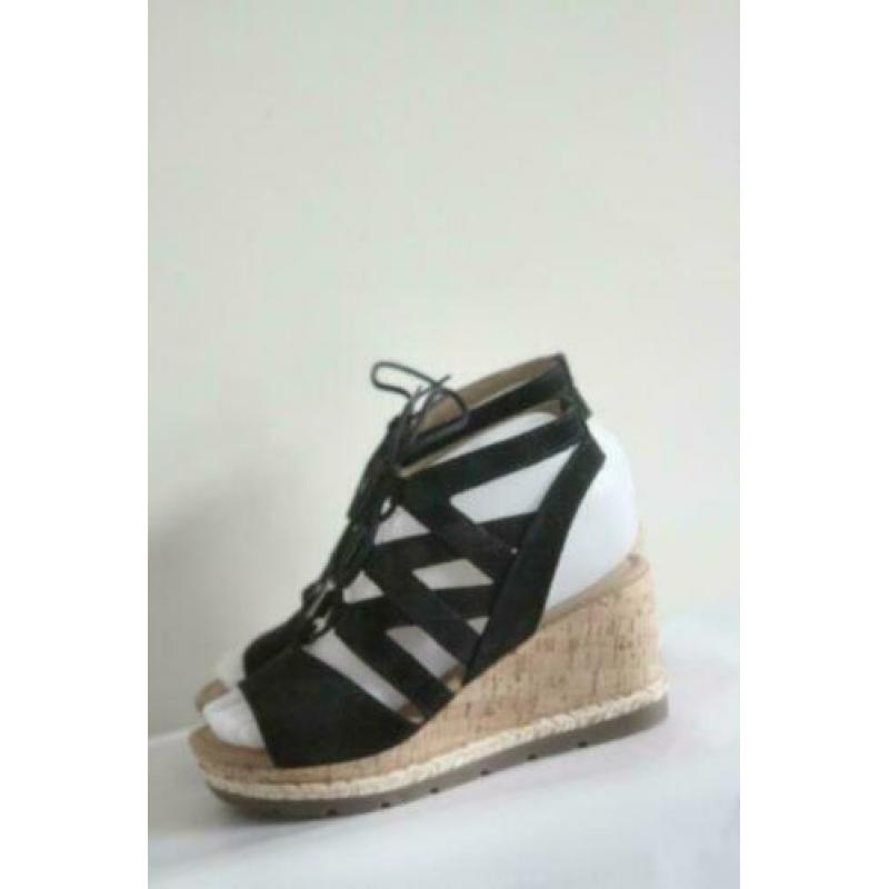 Nieuw! Gabor - Zwart suede sandalen met sleehak - Mt 36