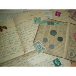 Oorlog wo2 bonnen geld munt krant foto document set 2 ww2
