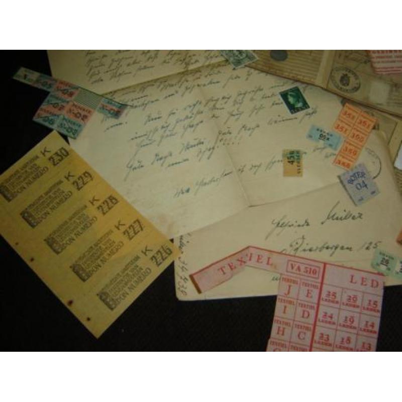 Oorlog wo2 bonnen geld munt krant foto document set 2 ww2