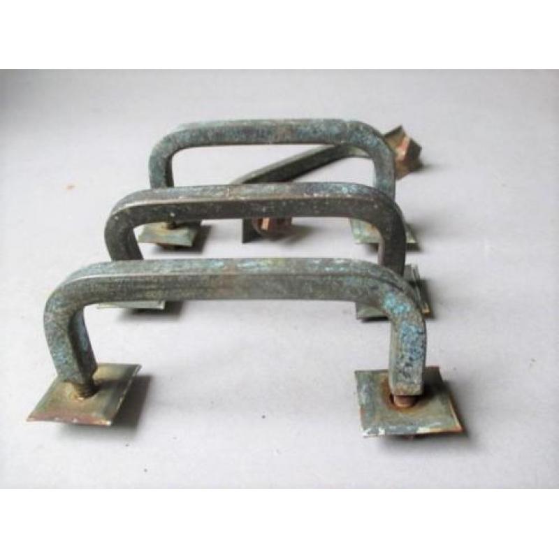 4 Vintage bronzen Industriele kastgreep Ladegreep LH=9x3cm