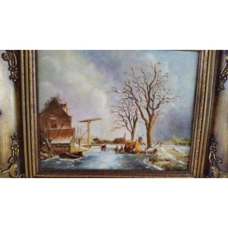 Mooi schilderij met winters tafereel