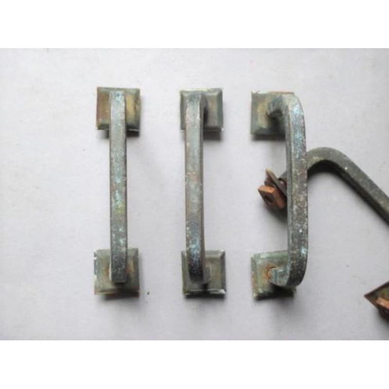 4 Vintage bronzen Industriele kastgreep Ladegreep LH=9x3cm