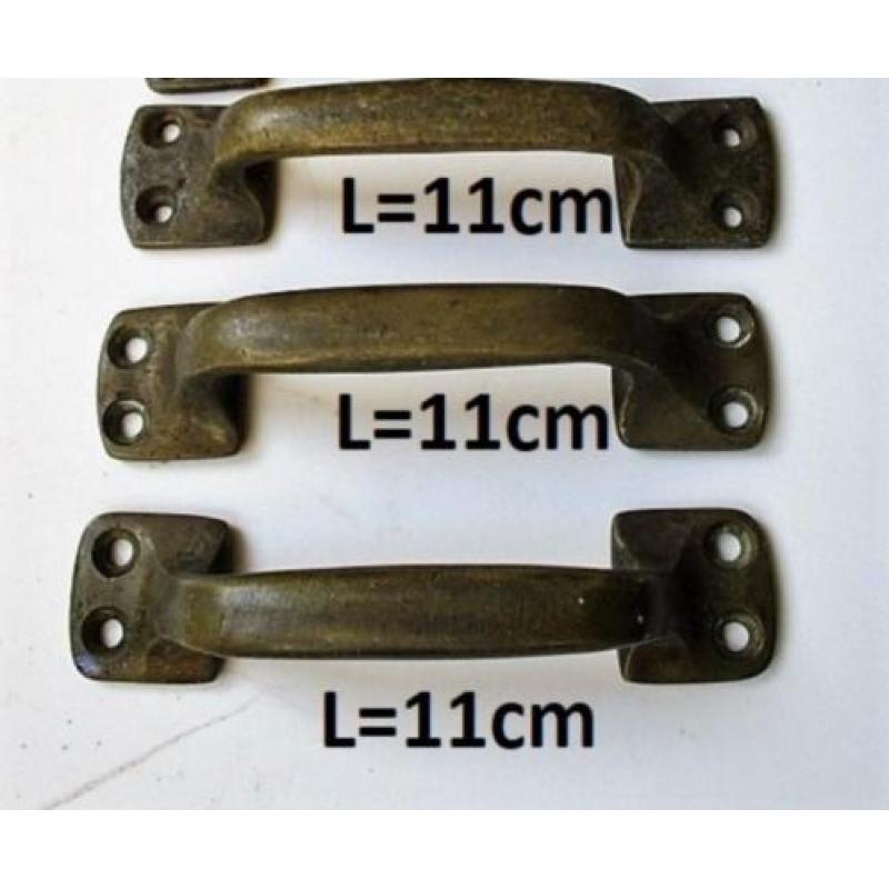 4 Vintage bronzen Industriele kastgreep Ladegreep LH=9x3cm