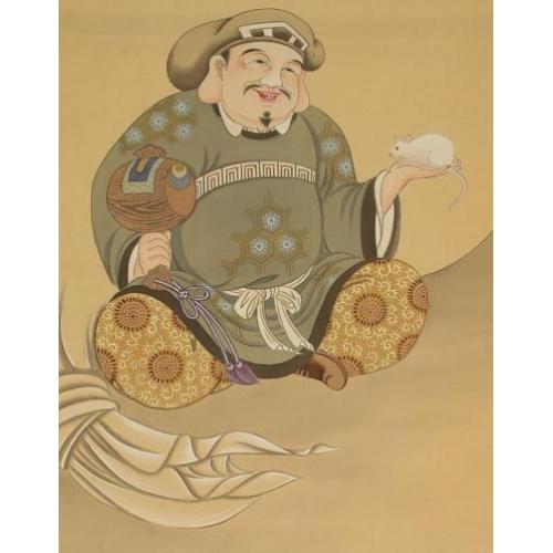Handgeschilderd Ebisu & rat 1 van de 7 lucky gods by "Zuiun"