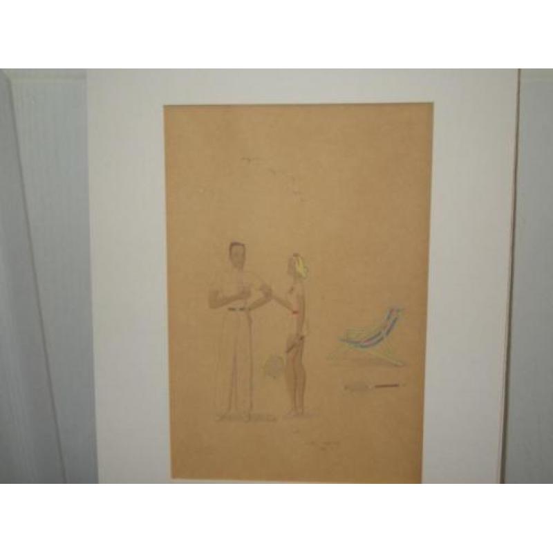 aquarel/tekening van: Mies Smits uit 1944 (3 stuks)