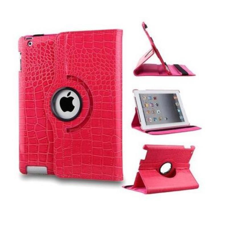 iPad Air 2 Krokodillen lederen hoes 360 graden leer - Roze