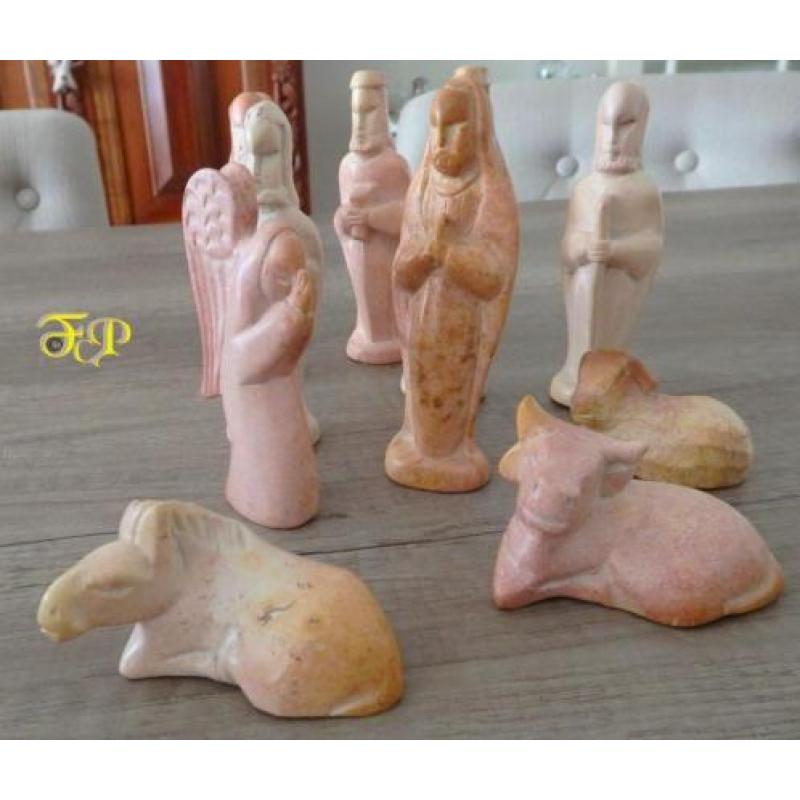 Kerst groep 9 delig natuursteen/marmer