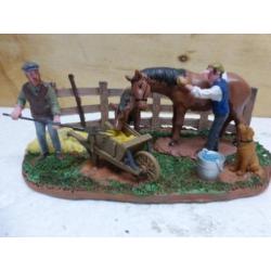 lemax Stable Chores kerstdorp tafereeltje paarden hond kerst