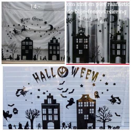 Kerst raam decoratie sinterklaas en Halloween
