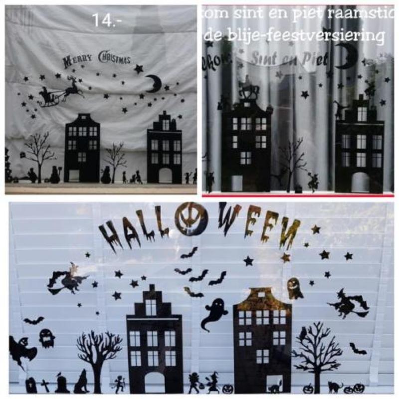 Kerst raam decoratie sinterklaas en Halloween
