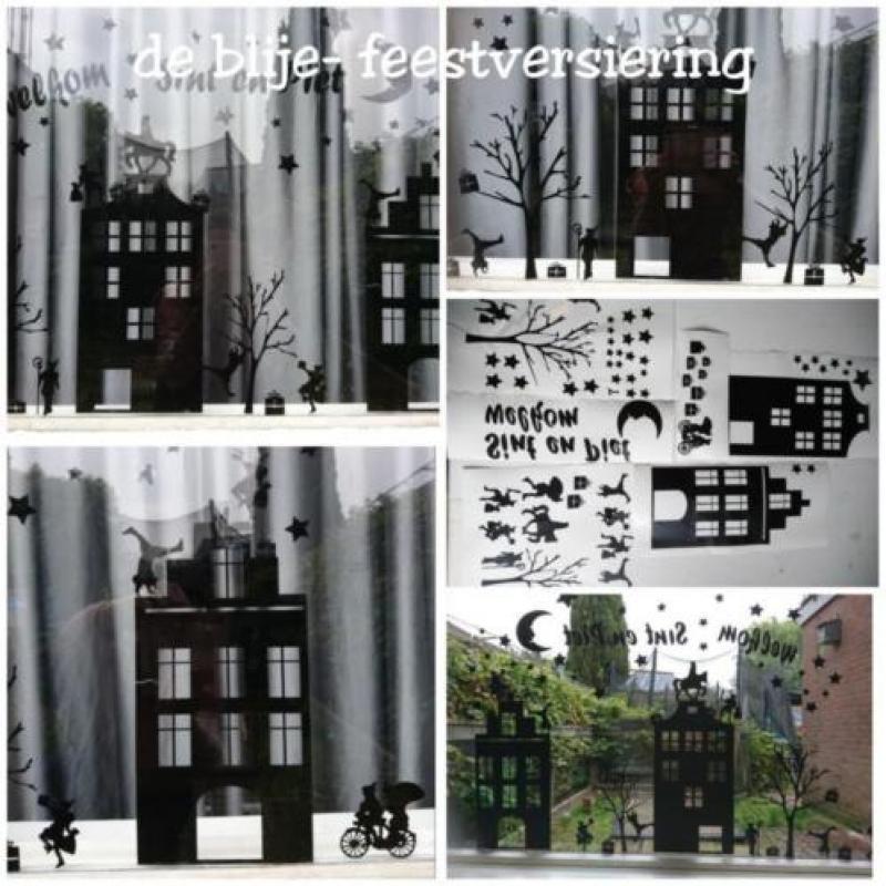 Kerst raam decoratie sinterklaas en Halloween