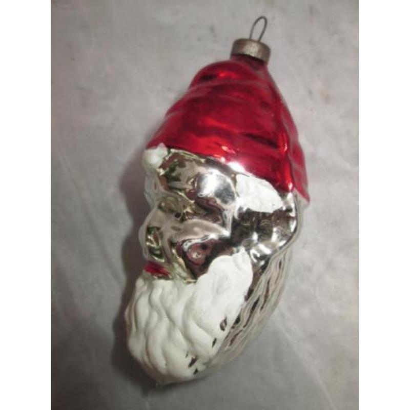 Antieke Kerstbal Kerstman Hoofd Gemerkt British Made SDML?