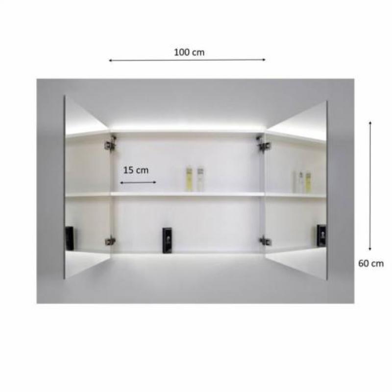 Spiegelkast Sanicare Qlassics Ambiance 100 cm 2 Deuren Zi...