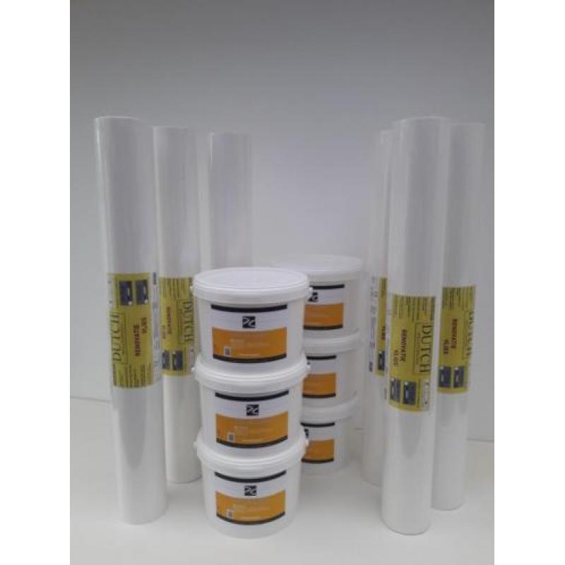300m2 renovlies behang(glasvezelbehang)160gr + 6 emmers lijm