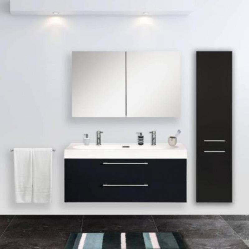 Badmeubelset Differnz Shallow 100x54x38 cm Mat Zwart (Met...