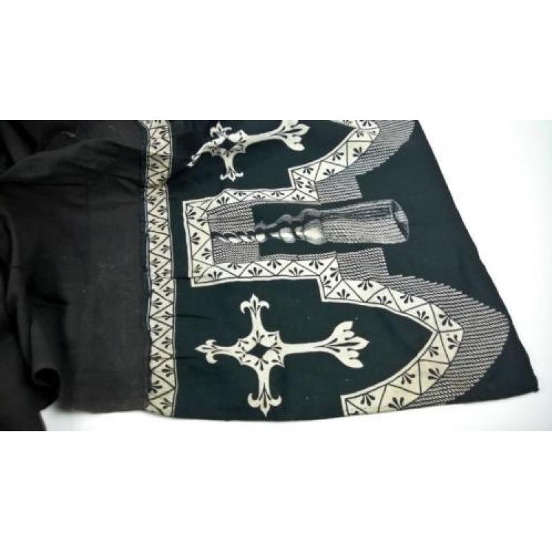 gordijn zwart met decoratierand 4m x 1.85m