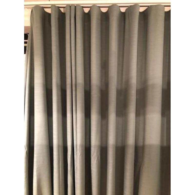 Gordijnen NIEUW wave plooi 671breed/254hoog groen/grijs