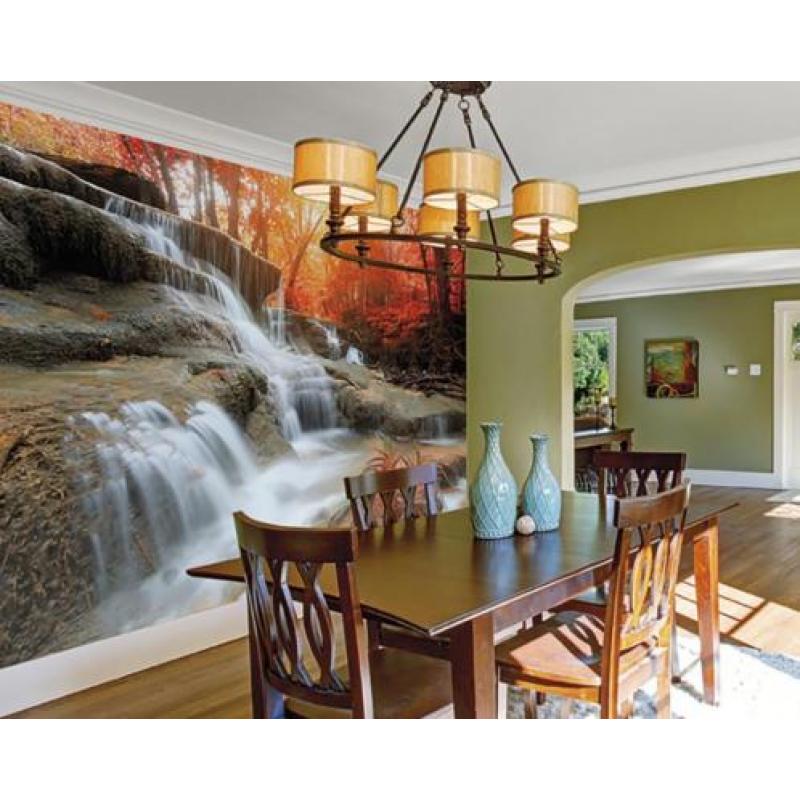 Waterval vlies behang Herfstbos
