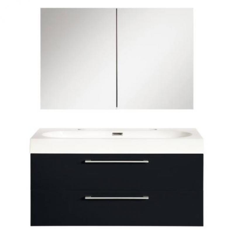 Badmeubelset Differnz Shallow 100x54x38 cm Mat Zwart (Met...
