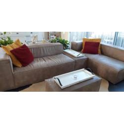 Lederen hoekbank incl. 2 hockers