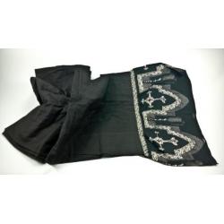 gordijn zwart met decoratierand 4m x 1.85m