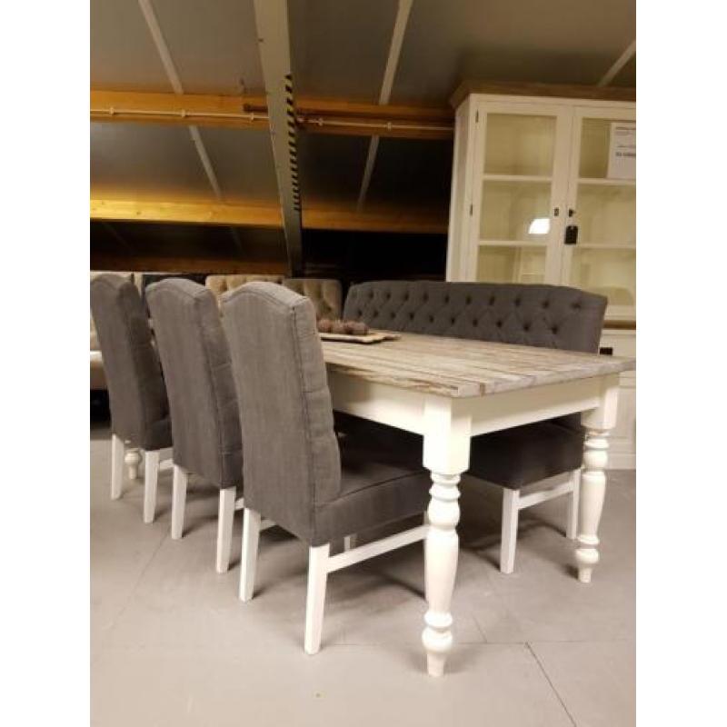 **ACTIE** Landelijke Gecapitonneerde Eetkamerbank (2323 G)
