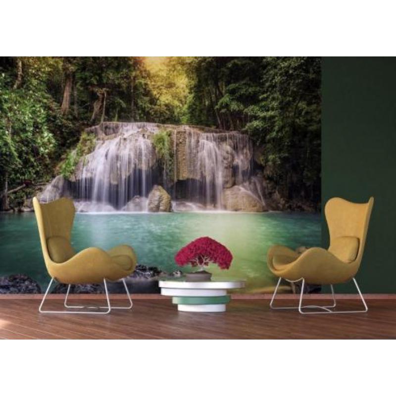 Waterval vlies behang Herfstbos